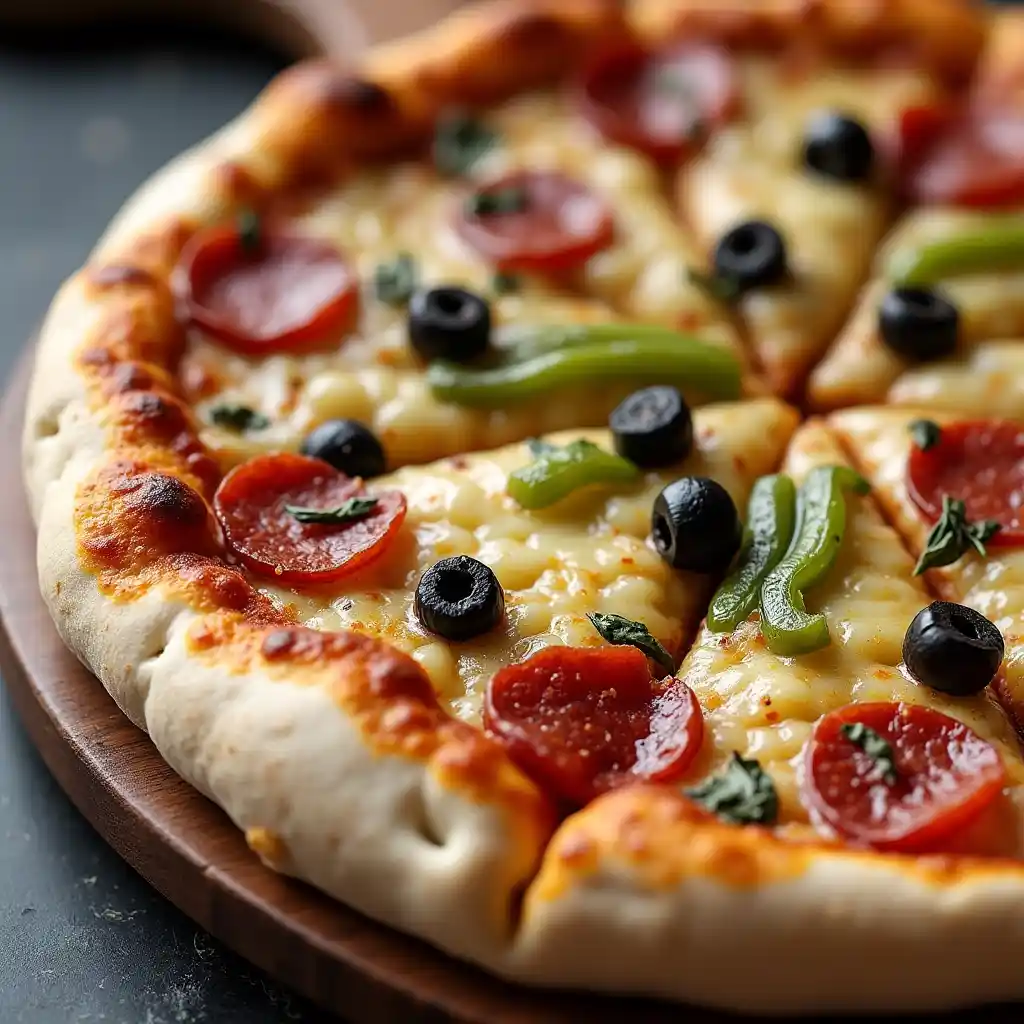 No-yeast pizza crust topped with fresh tomato sauce, mozzarella, and basil